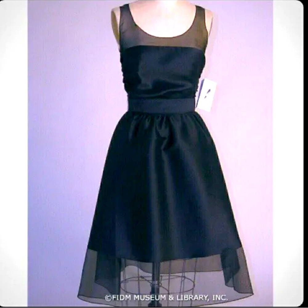 Karl Lagerfeld x H&M Black Silk A-Line Dress Sheer Yoke 6